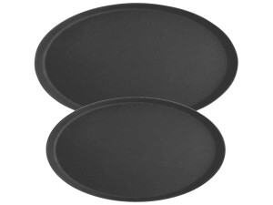 Tablett oval, mit rutschhemmender Oberfläche, schwarz, oval, BTH 510 x 635 x 25 mm