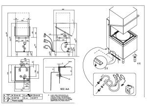 Haubenspülmaschine T110E mit Klarspül-, Reinigungsmitteldosierpumpe, Ablaufpumpe