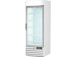 Displaykühlschrank Werbekühlschrank mit Glastür Inhalt 420 Liter mit weißem Gehäuse und LED-Innenraumbeleuchtung