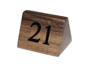10er - Set Tischnummernschilder aus Akazienholz, Nummern...