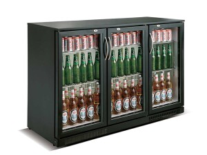 Flaschenkühlschrank mit 3 Glas-Klapptüren, 338...